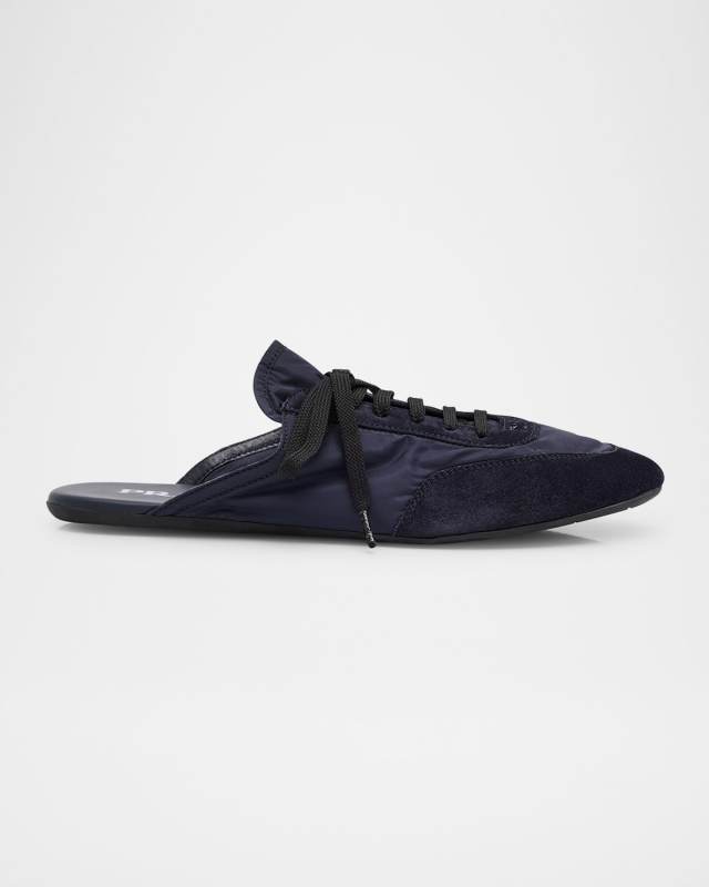 Nylon and Suede Open-Back Sneakers